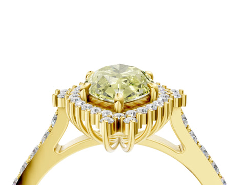 Yellow gold Fancy Yellow Marquise Cut Cut Diamond Sunburst Halo Engagement Ring with Pavé Band_28