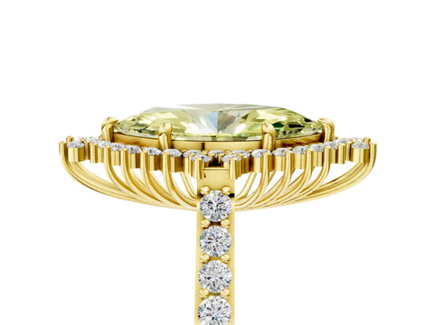 Yellow gold Fancy Yellow Marquise Cut Cut Diamond Sunburst Halo Engagement Ring with Pavé Band_5