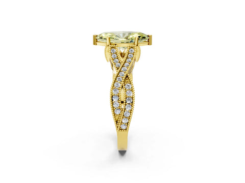 Yellow gold Fancy Yellow Marquise Cut Cut Diamond Twisted Band with Milgrain Pave Setting and Four-Prong Setting_2