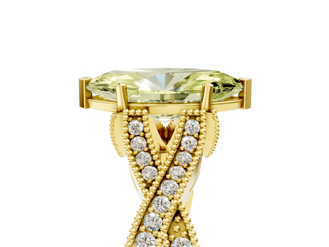 Yellow gold Fancy Yellow Marquise Cut Cut Diamond Twisted Band with Milgrain Pave Setting and Four-Prong Setting_5