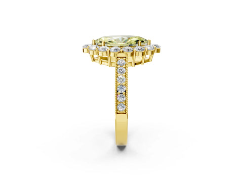 Yellow gold Fancy Yellow Marquise Cut Cut Halo Diamond Pavé Engagement Ring with Milgrain Detailing_14