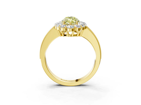 Yellow gold Fancy Yellow Marquise Cut Cut Halo Diamond Pavé Engagement Ring with Milgrain Detailing_15