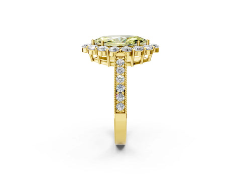 Yellow gold Fancy Yellow Marquise Cut Cut Halo Diamond Pavé Engagement Ring with Milgrain Detailing_2