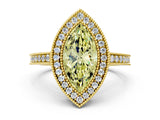 Yellow gold Fancy Yellow Marquise Cut Cut Halo Pavé Diamond Ring