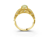 Yellow gold Fancy Yellow Marquise Cut Cut Milgrain Pave Diamond Engagement Ring with Four-Prong Setting_6