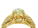Yellow gold Fancy Yellow Marquise Cut Cut Milgrain Pave Diamond Engagement Ring with Four-Prong Setting_7