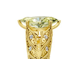Yellow gold Fancy Yellow Marquise Cut Cut Milgrain Pave Diamond Engagement Ring with Four-Prong Setting_8