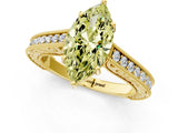 Yellow gold Fancy Yellow Marquise Cut Cut Pave Band Milgrain Solitaire Ring_1