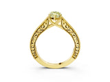 Yellow gold Fancy Yellow Marquise Cut Cut Pave Band Milgrain Solitaire Ring_3