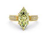 Yellow gold Fancy Yellow Marquise Cut Cut Pave Split Shank Engagement Ring with Four-Prong Setting