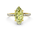 Yellow gold Fancy Yellow Marquise Cut Diamond Brilliant Solitaire Ring with Pavé Band and Four-Prong Setting_12