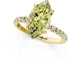 Yellow gold Fancy Yellow Marquise Cut Diamond Brilliant Solitaire Ring with Pavé Band and Four-Prong Setting_13
