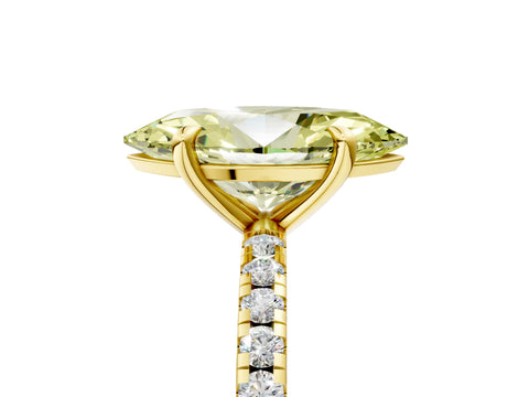 Yellow gold Fancy Yellow Marquise Cut Diamond Brilliant Solitaire Ring with Pavé Band and Four-Prong Setting_5