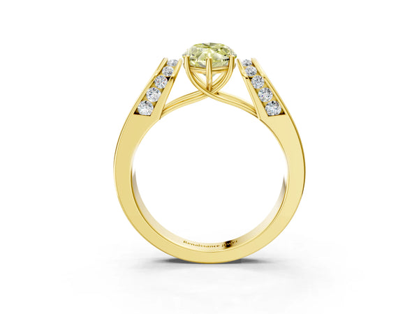 Yellow Gold Marquise Channel Set Engagement Ring Setting for Fancy Yellow Center with Wide Band