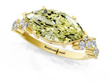 Yellow gold Fancy Yellow Marquise Cut Diamond Cluster Pavé Band with Four-Prong Setting_4