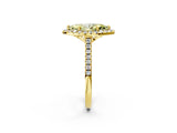 Yellow gold Fancy Yellow Marquise Cut Diamond Cushion Halo Ring with Pavé Band_2