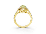 Yellow gold Fancy Yellow Marquise Cut Diamond Double Halo Ring with Pavé Band and Prong Setting_25