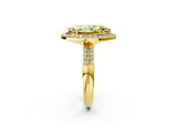 Yellow gold Fancy Yellow Marquise Cut Diamond Double Halo Ring with Split Shank and Four-Prong Setting_14