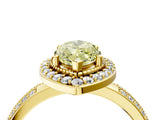 Yellow gold Fancy Yellow Marquise Cut Diamond Double Halo Ring with Split Shank and Four-Prong Setting_16