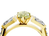 Yellow gold Fancy Yellow Marquise Cut Diamond Engagement Ring with Baguette Side Stones and Channel Set Band_21