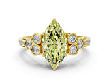 Yellow gold Fancy Yellow Marquise  Cut Diamond Engagement Ring with Bezel Set Round Side Stones and Prong Setting_24