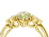 Yellow gold Fancy Yellow Marquise  Cut Diamond Engagement Ring with Bezel Set Round Side Stones and Prong Setting_28