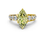 Yellow gold Fancy Yellow Marquise  Cut Diamond Engagement Ring with Pavé Band and Four-Prong Setting_3