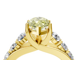 Yellow gold Fancy Yellow Marquise  Cut Diamond Engagement Ring with Pavé Band and Four-Prong Setting_7