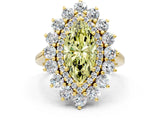 Yellow gold Fancy Yellow Marquise Cut Diamond Floral Double Halo Engagement Ring with Prong Setting_24