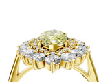 Yellow gold Fancy Yellow Marquise Cut Diamond Floral Double Halo Engagement Ring with Prong Setting_64