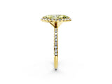 Yellow gold Fancy Yellow Marquise  Cut Diamond Floral Halo Engagement Ring with Pavé Band and Prong Setting_19