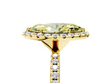 Yellow gold Fancy Yellow Marquise  Cut Diamond Floral Halo Engagement Ring with Pavé Band and Prong Setting_22
