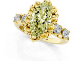 Yellow gold Fancy Yellow Marquise  Cut Diamond Floral Halo Engagement Ring with Shared Prong Setting 2