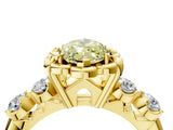 Yellow gold Fancy Yellow Marquise  Cut Diamond Floral Halo Engagement Ring with Shared Prong Setting 5