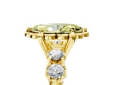 Yellow gold Fancy Yellow Marquise  Cut Diamond Floral Halo Engagement Ring with Shared Prong Setting