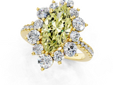 Yellow gold Fancy Yellow Marquise  Cut Diamond Floral Halo Pave Band with Prong Setting_1