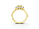 Yellow gold Fancy Yellow Marquise  Cut Diamond Floral Halo Pave Band with Prong Setting_3