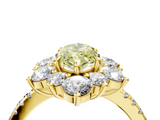 Yellow gold Fancy Yellow Marquise  Cut Diamond Floral Halo Pave Band with Prong Setting_4