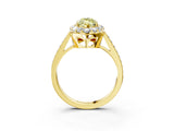 Yellow gold Fancy Yellow Marquise Cut Diamond Floral Halo Ring with Pavé Band and Prong Setting_6