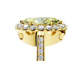 Yellow gold Fancy Yellow Marquise Cut Diamond Floral Halo Ring with Pavé Band and Prong Setting_8