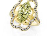 Yellow gold Fancy Yellow Marquise Cut Diamond Floral Halo Split Shank Prong Setting Ring_25
