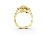 Yellow gold Fancy Yellow Marquise Cut Diamond Floral Halo Split Shank Prong Setting Ring_27