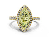 Yellow gold Fancy Yellow Marquise Cut Diamond Halo Engagement Ring with Pavé Band and Prong Setting_27
