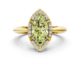 Yellow gold Fancy Yellow Marquise  Cut Diamond Halo Engagement Ring with Split Shank and Four-Prong Setting_29