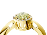 Yellow gold Fancy Yellow Marquise  Cut Diamond Halo Engagement Ring with Split Shank and Four-Prong Setting_33