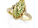 Yellow gold Fancy Yellow Marquise Cut Diamond Halo Pave Band with Four-Prong Setting_4