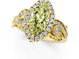 Yellow gold Fancy Yellow Marquise Cut Diamond Halo Ring with Milgrain Pavé Band and Four-Prong Setting_18