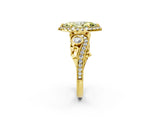 Yellow gold Fancy Yellow Marquise Cut Diamond Halo Ring with Milgrain Pavé Band and Four-Prong Setting_19