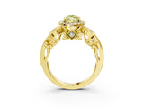 Yellow gold Fancy Yellow Marquise Cut Diamond Halo Ring with Milgrain Pavé Band and Four-Prong Setting_20