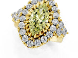 Yellow gold Fancy Yellow Marquise Cut Diamond Halo Ring with Pavé Band and Four-Prong Setting_18